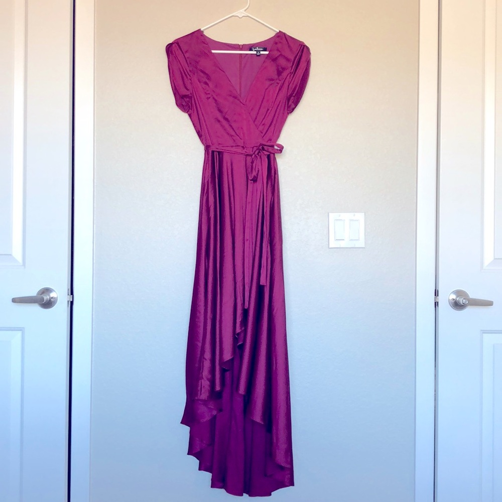 Hi low satin dress. Deep magenta color. Worn once